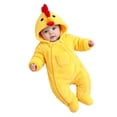 thumbnail image 3 of CUZIBR Halloween Boy Girl Fuzzy Chick Onesie Animal Romper Jumpsuit Hooded Zip Up Long Sleeve Soft Cosplay Party Clothes,Yellow,1-3 Months, 3 of 8