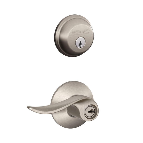 Schlage FB50VSAC619 Satin Nickel Single Cylinder Deadbolt & Keyed Entry Sacramento Lever