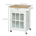 thumbnail image 3 of HOMCOM Rolling Kitchen Cart with Drawer, Glass Door Cabinet and Towel Rack, 3 of 10