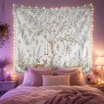 thumbnail image 2 of Flowering Tree in a Pale Cream Woodland Meadow, Whimsical Vintage for Animal Lovers, Forest Home Decor, Housewarming Gift, Tapestry Wall Hanging for Bedroom and Dorm, 2 of 7
