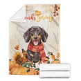thumbnail image 2 of Happy Thanksgiving Dachshund with Turkey Pumpkins Autumn Vibes Cozy Fleece Blanket Wiener Dog Lover Gifts Idea Warm Soft Throw Blanket - 12018, 2 of 5