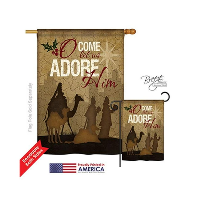 Breeze Decor 14111 Drapeau de Maison Impression Verticale Double Face "Nativité Adore-le" - 28 x 40 Po.