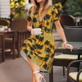 thumbnail image 3 of Rocae Hawaii Palms for Dresses Summer Casual Ruffle Short Sleeve Cute Crew Neck Flowy Dress with Pockets, 3 of 6