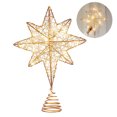 thumbnail image 5 of Yardwe - Adorno para árbol de Navidad con forma de estrella y purpurina, de siete puntas, con alambre de hierro y luces de cadena (oro rosa), 5 of 5