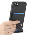 thumbnail image 2 of Case for iPhone SE 2022 & 2020 with Hidden Kickstand, Carbon Fiber Texture Wallet Case with Card Holder for iPhone 7 / iPhone 8 Magnetic Car Mount Shockproof Military Grade Protection Cover, Black, 2 of 10