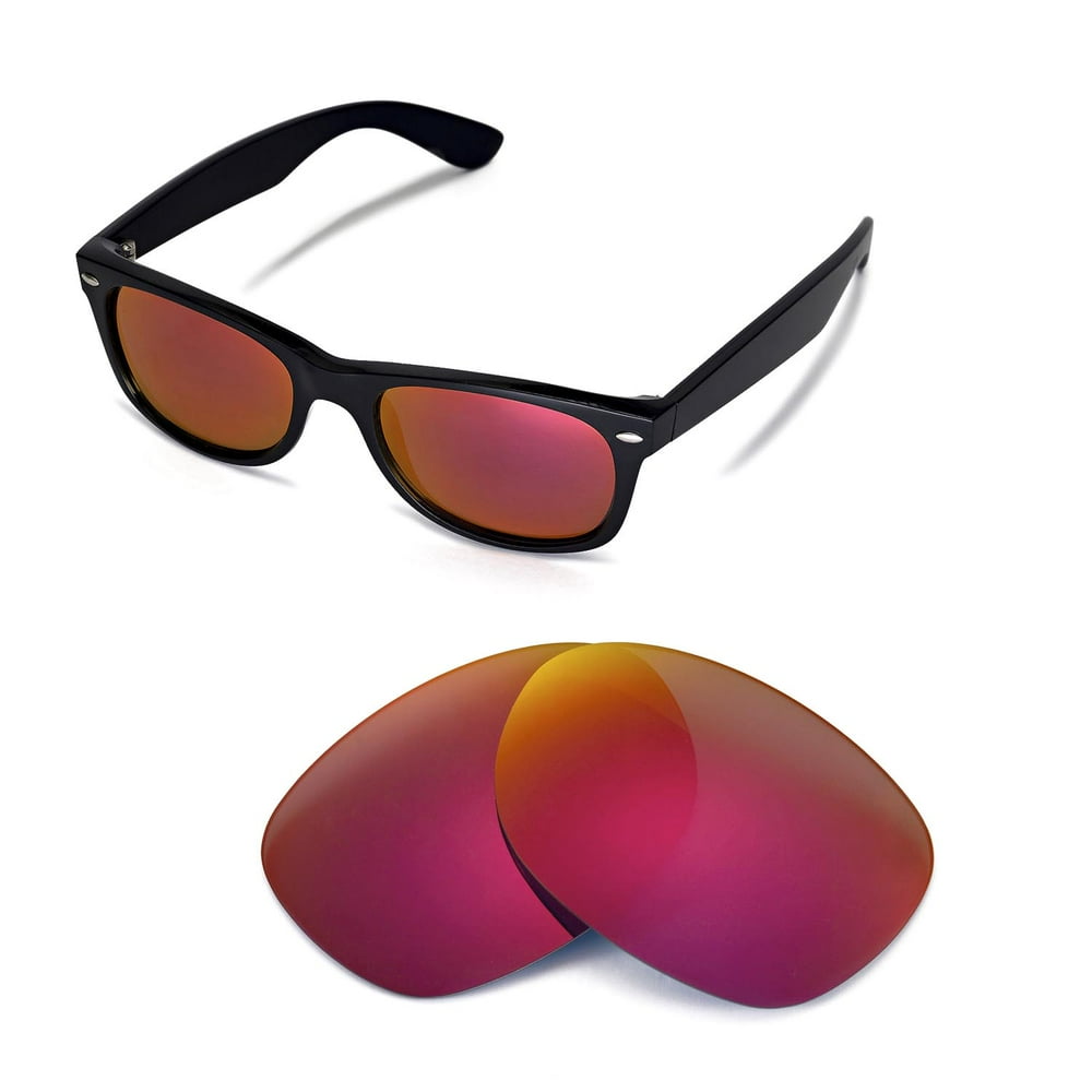 Walleva Walleva Fire Red Polarized Replacement Lenses for RayBan RB2132 52mm Sunglasses