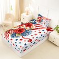 thumbnail image 4 of Manfei Watercolor Flowers Stars Twin Sheets,Us Flag 4Th Of July Bedding,Red White Blue,3-Piece,1 Fitted Sheet and 1 Pillowcase, 4 of 6