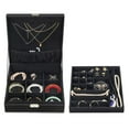 thumbnail image 2 of Mosiso Jewelry Box, Jewelry Storage Case Organizer Stackable for Girl Women Velvet Necklace Earring Bracelet Ring Watch Brooch Holder with Double Layer Lockable Display , Black, 2 of 7