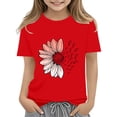 thumbnail image 2 of XIMIN T-Shirts Filles Graphiques Tournesol Manches Courtes Col Rond Coton Coupe Ample Décontractée Été, 2 of 5