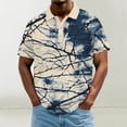thumbnail image 1 of Blusa y camisa de manga corta con cuello vuelto para hombre, informal, holgada, a la moda, con botones estampados, blusa de manga corta con cuello vuelto para hombre, top de poliéster para hombre, 1 of 5