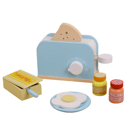 Children‘s Wooden Simulation Kitchen Toy Set Play House Early Education Toy Bread Machine Coffee Machine Juicer Microwave Oven