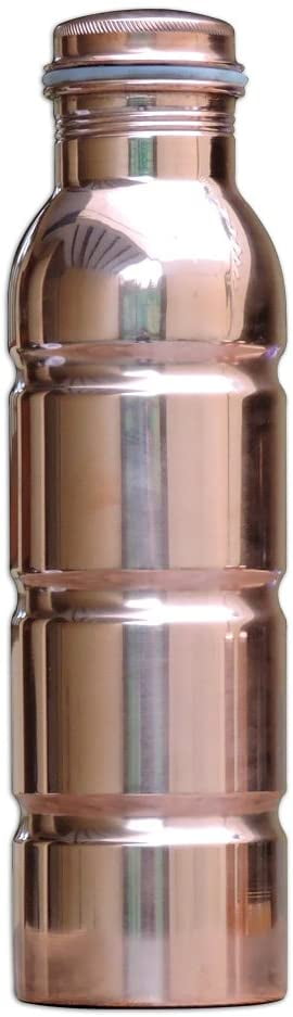 Pure Copper Bedroom Water Bottle Inbuilt Glass Ayurveda Health Benefit 