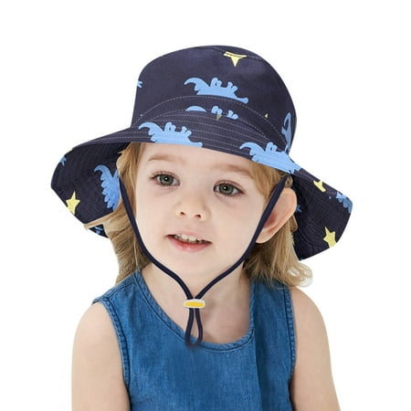 

Kids Adjustable Chin Strap Sun Protection Hats Summer Spring Sun Hat Cute Cartoon Outdoor Beach Bucket Cap