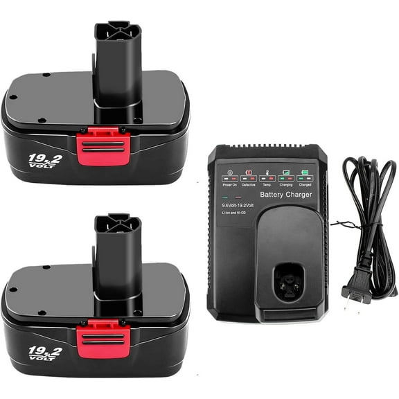 2Pack 4.5Ah Replacement Battery Compatible with Craftsman 19.2Volt Battery C3 DieHard130279005 130279003 130279017 315.115410   Charger Compatible with Craftsman 9.6V - 19.2V Ni-Cd Li-ion Battery