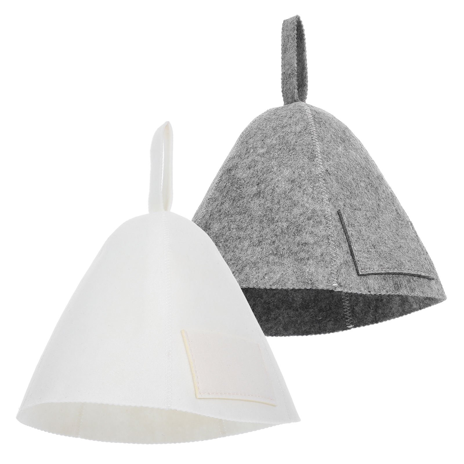 Milisten Grey Felt Sauna Cap Hat 2-Pack Insulated Steam Room Headwear for Heat and Comfort