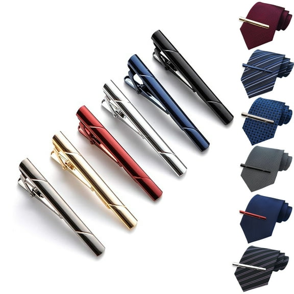 6 Pcs Tie Clips for Men ,Stainless Steel Tie Clips for Regular Ties Classic Tie Clasps Necktie Wedding Meeting Business Clips with Gift Box