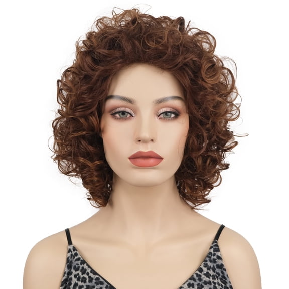 Lydell 14" Long Soft Super Curly Synthetic Wigs for Women Brown Hair Wigs #33T30