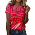 thumbnail image 1 of LUOGENLI T-shirts pour Femmes Été Décontracté Col Rond Manches Courtes Haut Dégradé de Couleur Texture Imprimé T-shirts pour Femmes Tee Graphique Vêtements d'Été Amusants Rouge m, 1 of 1