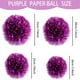 thumbnail image 5 of Injueey Juego de 1 Uds. De pompones de papel morado de 7,8 pulgadas, bolas de flores de papel, pañuelos colgantes, flores para fiesta de Kits de decoración para fiestas Púrpura 12 pulgadas, 5 of 6
