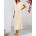 thumbnail image 6 of Merokeety Womens Summer Maxi Dress V Neck Collared Vacation T Shirt Long Dresses Beige xl, 6 of 8