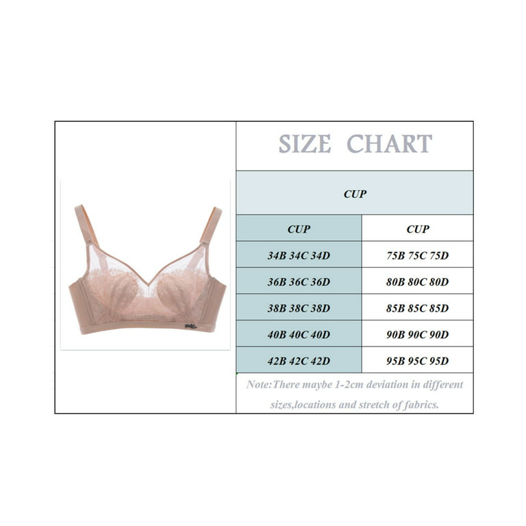 CAICJ98 Lingerie for Women Women Lace without Steel Ring Large Size  Seamless Full Cup Underwear Women Bra Pack (Beige, 36)