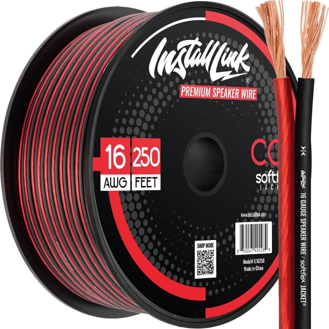 Cable de altavoz Install Link, 16 AWG, calibre CCA 76,2 m