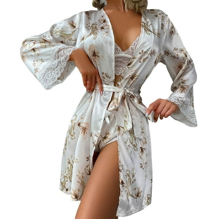 CZSCPDAW Lingerie For Women Sexy Long Dress Gown See Through Kimono Robe Swimsuit Cover Up Boudoir Pajama Women s Nightgown Sexy Lace Cardigan Wear Bathrobe Pajamas