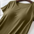 thumbnail image 6 of Workout Tops for Women Built-in Bra Padded T-Shirt Casual Comfy Short Sleeve Crew Neck Yoga Sports Tees Shirt Army Green L, 6 of 7