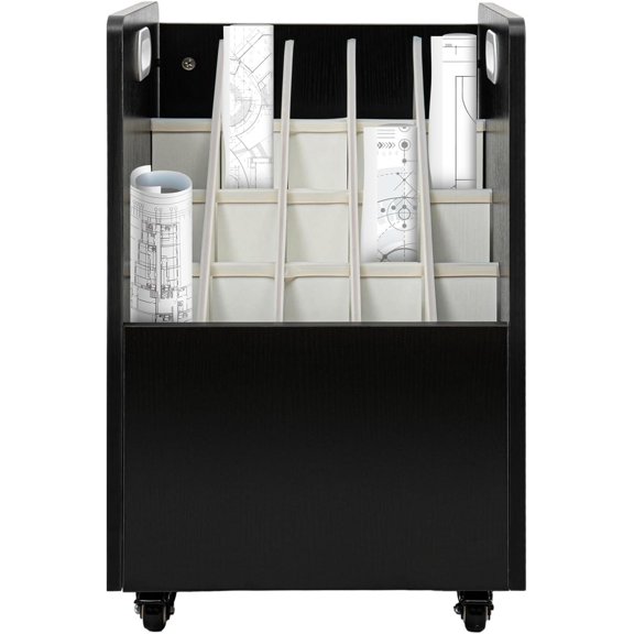20-Slot Blueprint Storage Organizer, Mobile Roll File Cart Roll File Storage Holder Construction Plan Holders with Wheels for Office and Home