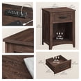 thumbnail image 7 of LEDREM Farmhouse Nightstand with Charging Hub - Bedside Table with Drawer & Open Shelf, USB/AC Outlets, Premium MDF, Maroon Brown, 7 of 7