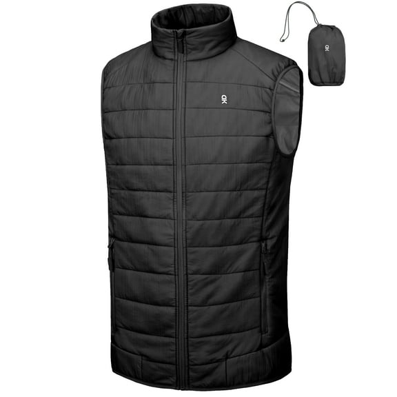 Little Donkey Andy Men's Packable Lightweight Puffer Vest with Recycled Insulation for Running Golf Black S