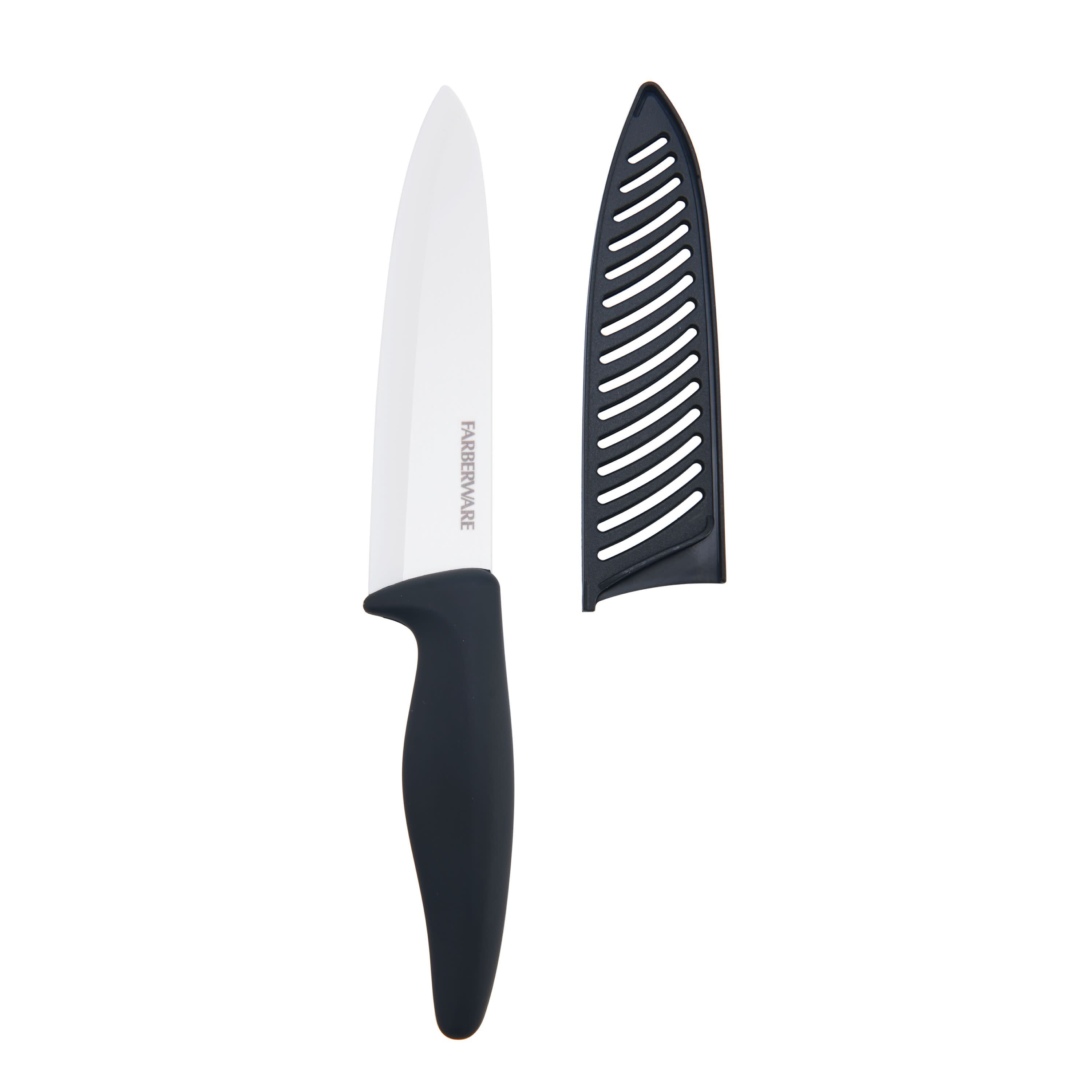 Farberware 6inch Ceramic Chef knife with Blade Cover and Black Soft