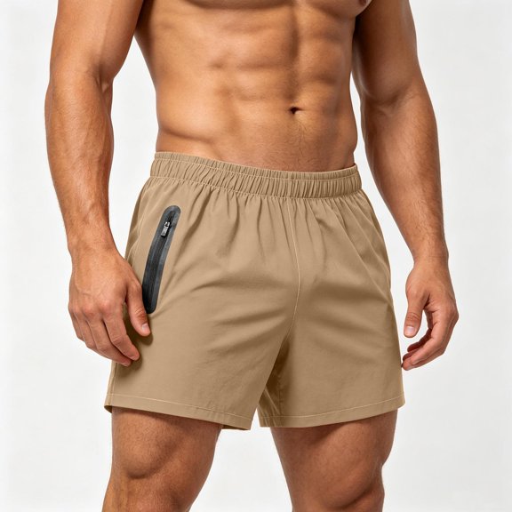 Aimik Mens Sports Shorts Contrast Zip Pocket Elastic Waist Mens Running Shorts Summer Quick Dry Sport Shorts for Gym or Running