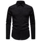 thumbnail image 2 of Blusa y camisa de manga larga con cuello vuelto para hombre, informal, a la moda, con botones sólidos, de poliéster, de manga larga y cuello vuelto., 2 of 8