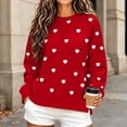 thumbnail image 4 of Women Sweatshirt Sevevn Crew Neck Oversized Fit Soft Fleece Heart Print Drop Shoulder Long Sleeve Pullover For Valentine Daily Street Casual Wear, 4 of 8