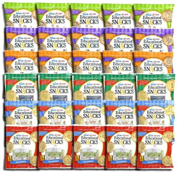 Dick and Jane Educational Snacks Educational Snack Crackers by Dick & Jane | 1 Ounce | Variety | Pack of 30