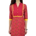 thumbnail image 1 of Phagun Tunique en Coton Imprimé pour Femme, Manches 3/4, Kurti Indienne Droite Rose - 18, 1 of 1
