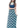 thumbnail image 1 of Innerwin Robes Maxi Col Rond Femme Longue Robe Vacances Sans Manches Patchwork Été Plage Robe d'Été Bleu Foncé L, 1 of 2