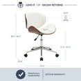 thumbnail image 7 of BELLEZE Mid-Century Walnut Bent Plywood and White Finish Adjustable Swivel Accent Desk Chair, 7 of 7