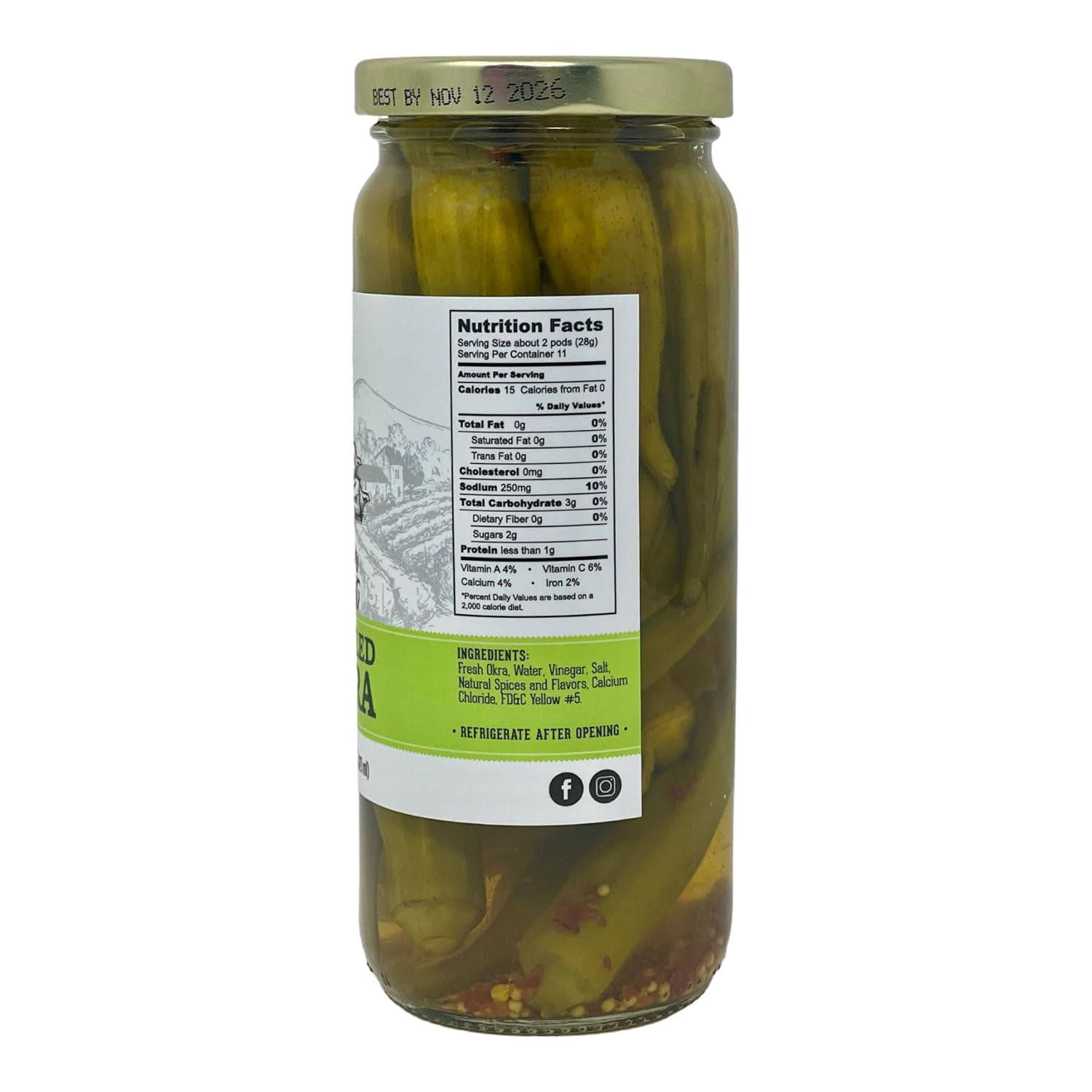 Lara's Crisp and Hot Pickled Okra – (Pack of 2, 16 fl oz each)