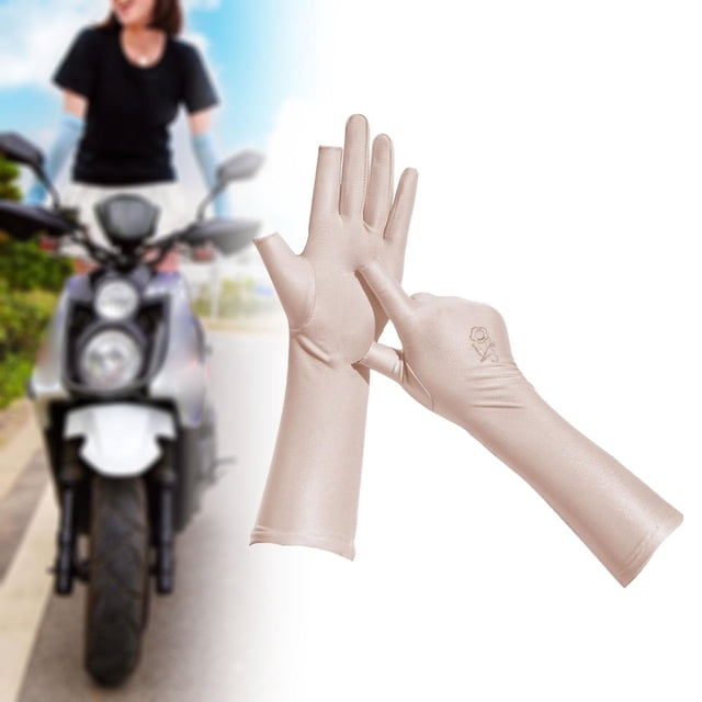 Guantes de protección solar para mujeres Guantes del bloqueador solar Elástico transpirable Fina completa Guantes de verano para conducir el ciclismo Color de la piel