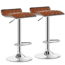 VECELO Adjustable Swivel Bar Stools, Set of 2 Modern Counter Height Bar Chair with Footrest, Brown