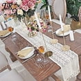 thumbnail image 4 of Beige Macrame Table Runner Rectangular Crochet Lace Elegant Hollow Mesh Tablecloth for Rustic Boho Wedding Decor Bridal & Baby Shower Decoration Vintage Farmhouse Tabletop Decor, 4 of 5