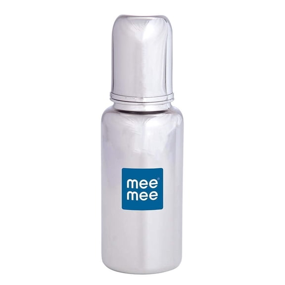 Mee Mee Baby Steel Feeding Bottle 120ml | Baby Milk Bottle with Advanced Anti Colic Valve, BPA Free, Soft Silicone Teat, Slim Neck for Babies/Infants/Newborns of 0-2 Years