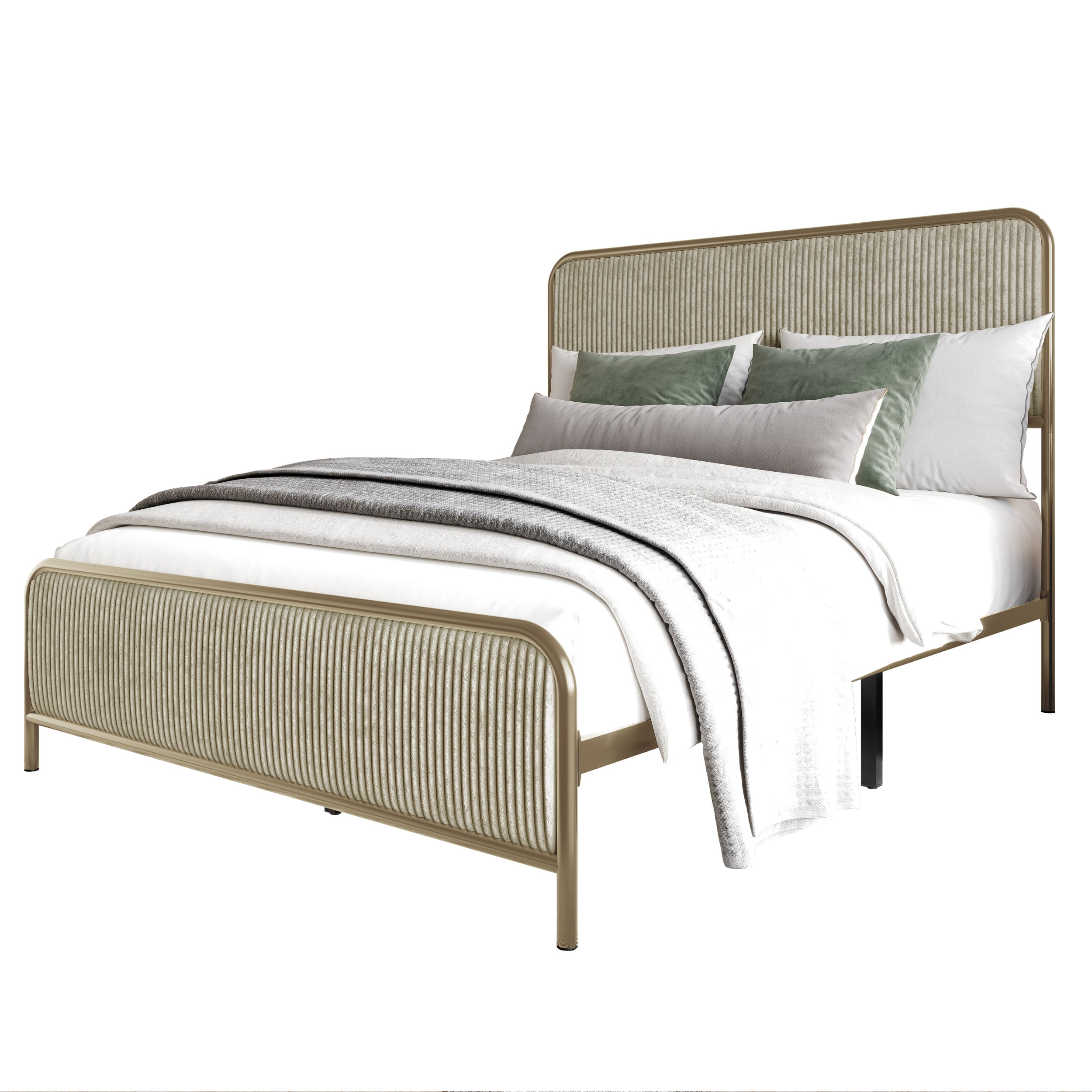 Home Design Parma King Panel Bed Frame, Metallic Gold