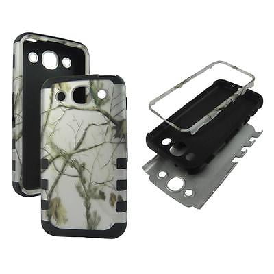 LG Optimus G Pro E980 Hybrid Drop Protective Shock Proof Shock Absorb Enhanced Bumper Dual Layer Designer Case Shield Box Bak Snow Pinetree Camo Case