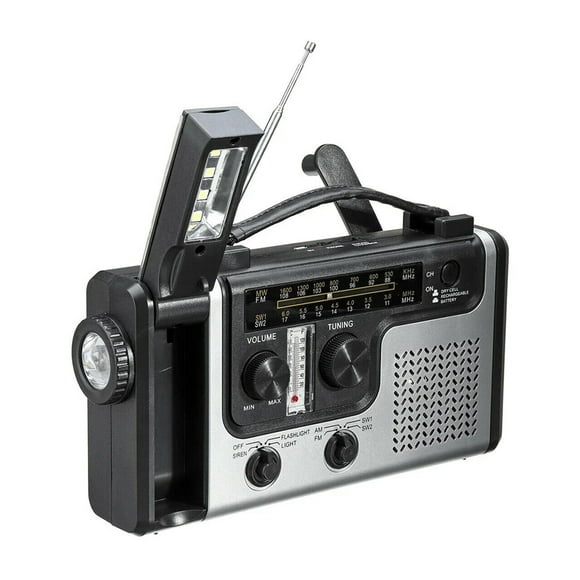 Portable Multifunctional Radio Hand Crank Solar Crank Dynamo Powered AM/FM/SW1 Weather Radio With Flashlight LED Reading Light ,Handy Bright