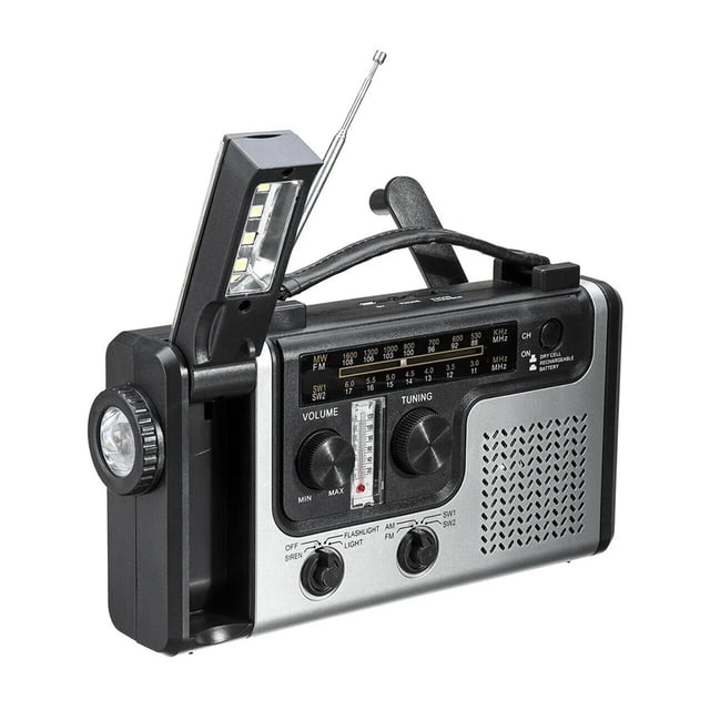 Portable Multifunctional Radio Hand Crank Solar Crank Dynamo Powered AM/FM/SW1 Weather Radio With Flashlight LED Reading Light ,Handy Bright