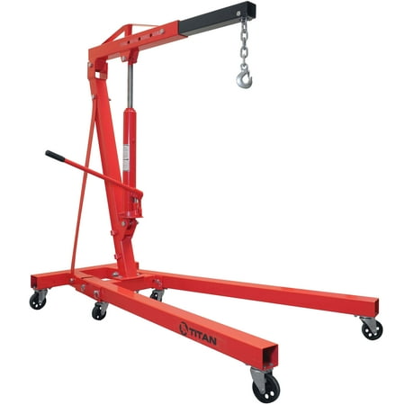 Titan Attachments 1 Ton Steel Shop Crane Adjustable Height Cherry ...