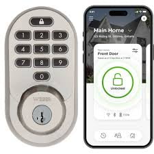 Weiser Halo Touchpad Wi-Fi Smart Lock Keyless Entry Deadbolt, Alexa and Google Compatible, Satin Nickel